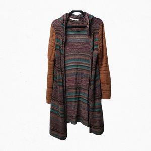 Maurice Long Sleeve Knit Multicoloured Long Sweater With Hood